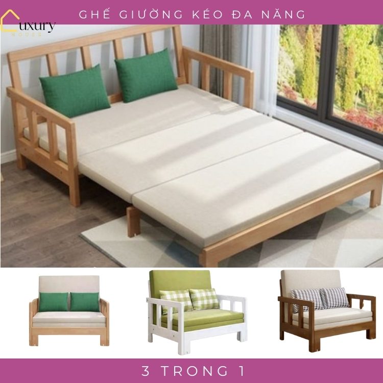Giường sofa gấp gọn thông minh hai trong một - giường sofa đa năng - giường gỗ gấp gọn