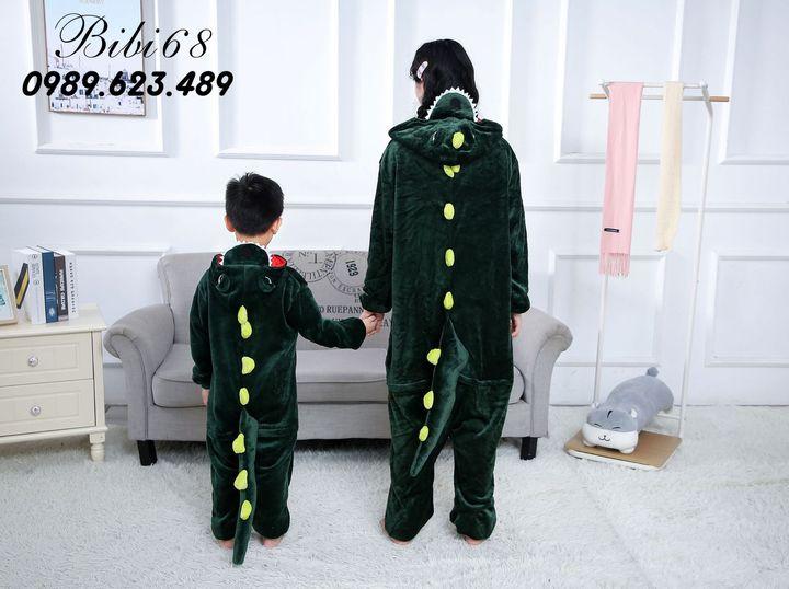 Bộ đồ lông hình thú liền thân Khủng Long xanh Pijama Động Vật Hoạt Hình Cosplay nhiều màu đón giáng sinh HOT độc và lạ khahanshop 1901