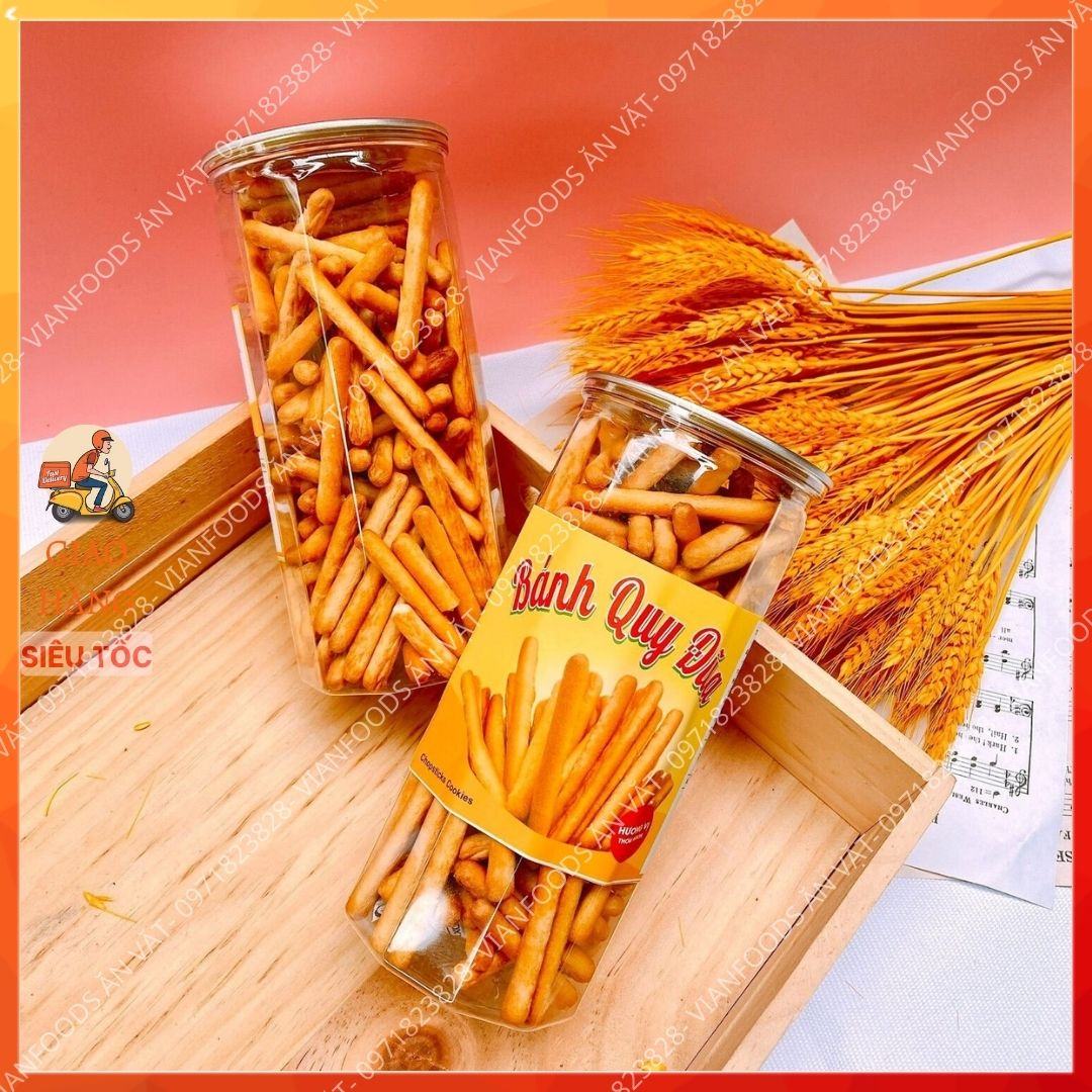 Bánh Quy Đũa Vian Foods Lon 300Gr Thơm bơ giòn tan chay mặn dùng được