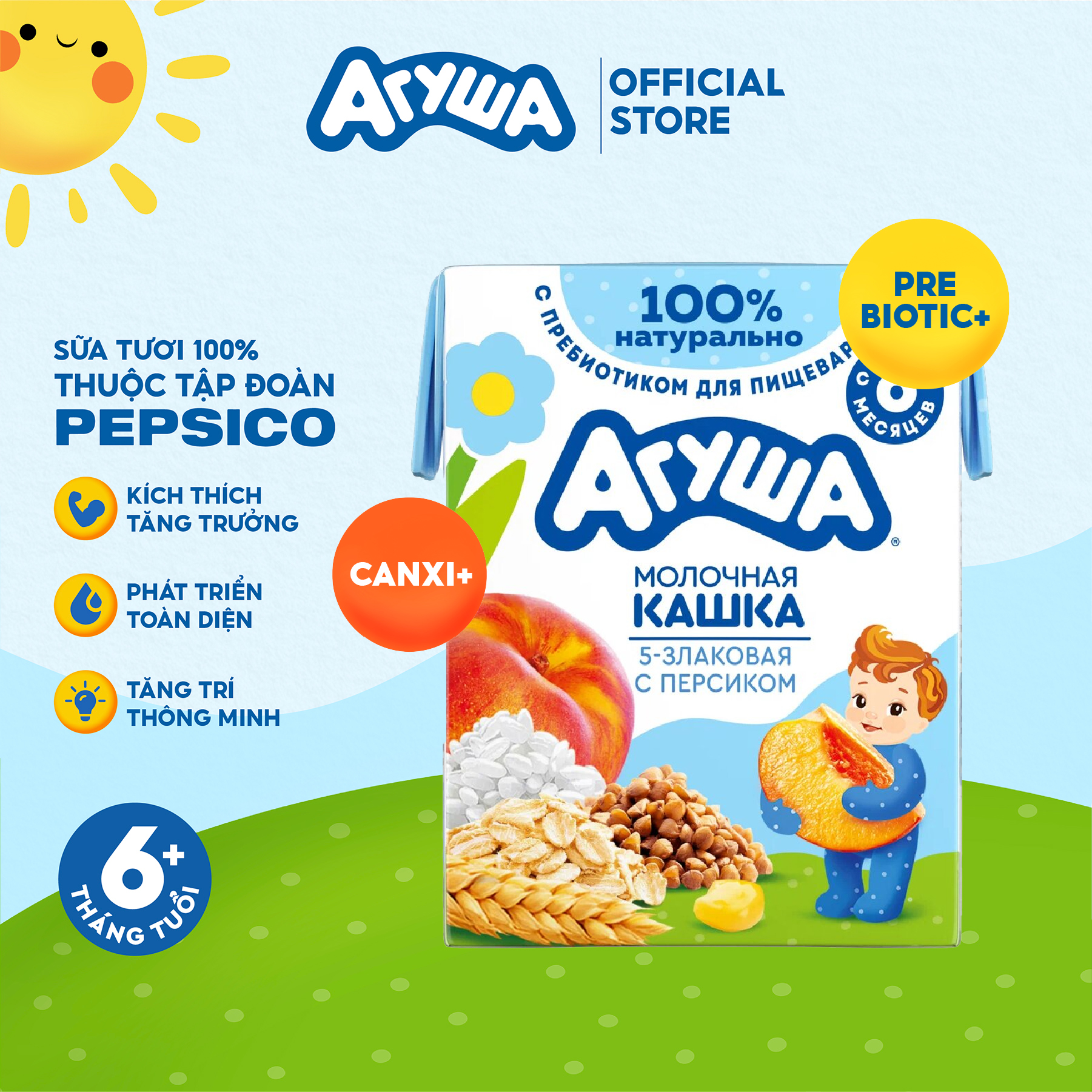 Sữa ngày ngũ cốc vị đào Agusha 200ml