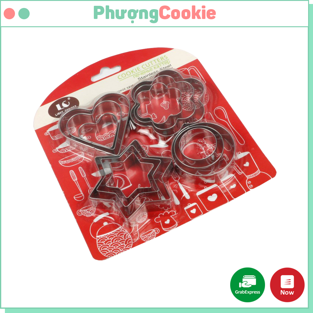 Bộ 12 khuôn cutter tạo hình bánh - Phượng Cookie