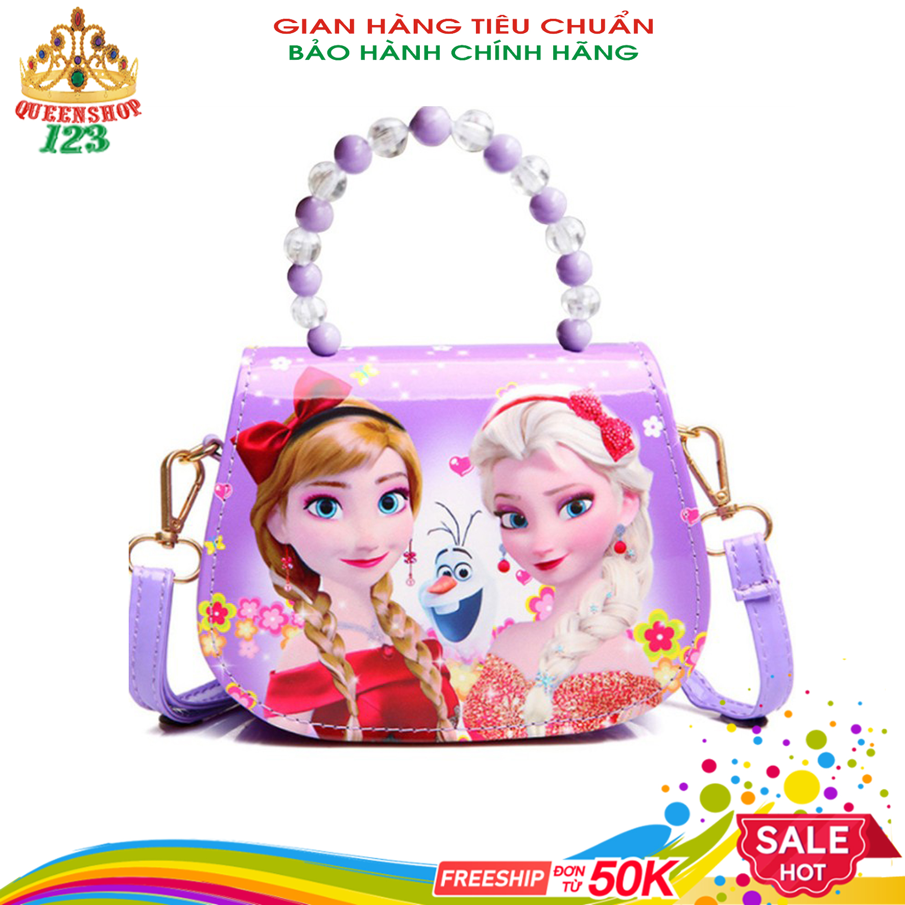 Túi xách cho bé gái. Túi xách dây ngọc in hình công chúa ELSA và ANA dễ thương. Hàng cao cấp, nhập khẩu từ Quảng Châu. Đáng yêu, nhí nhảnh, sang chảnh.