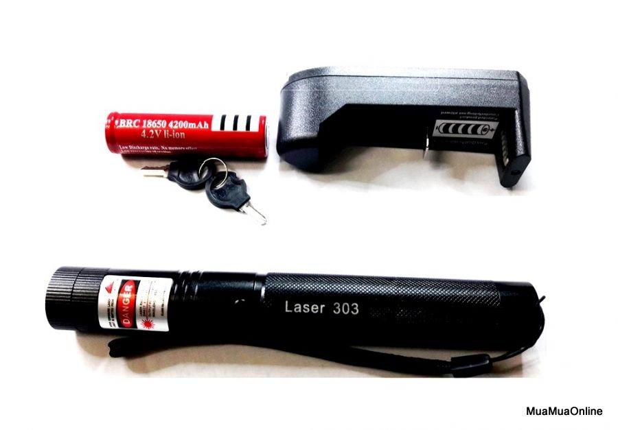Đèn Pin Laser 303 Tia Xanh, Đỏ Siêu Sáng Cao Cấp Chiếu Cực Xa