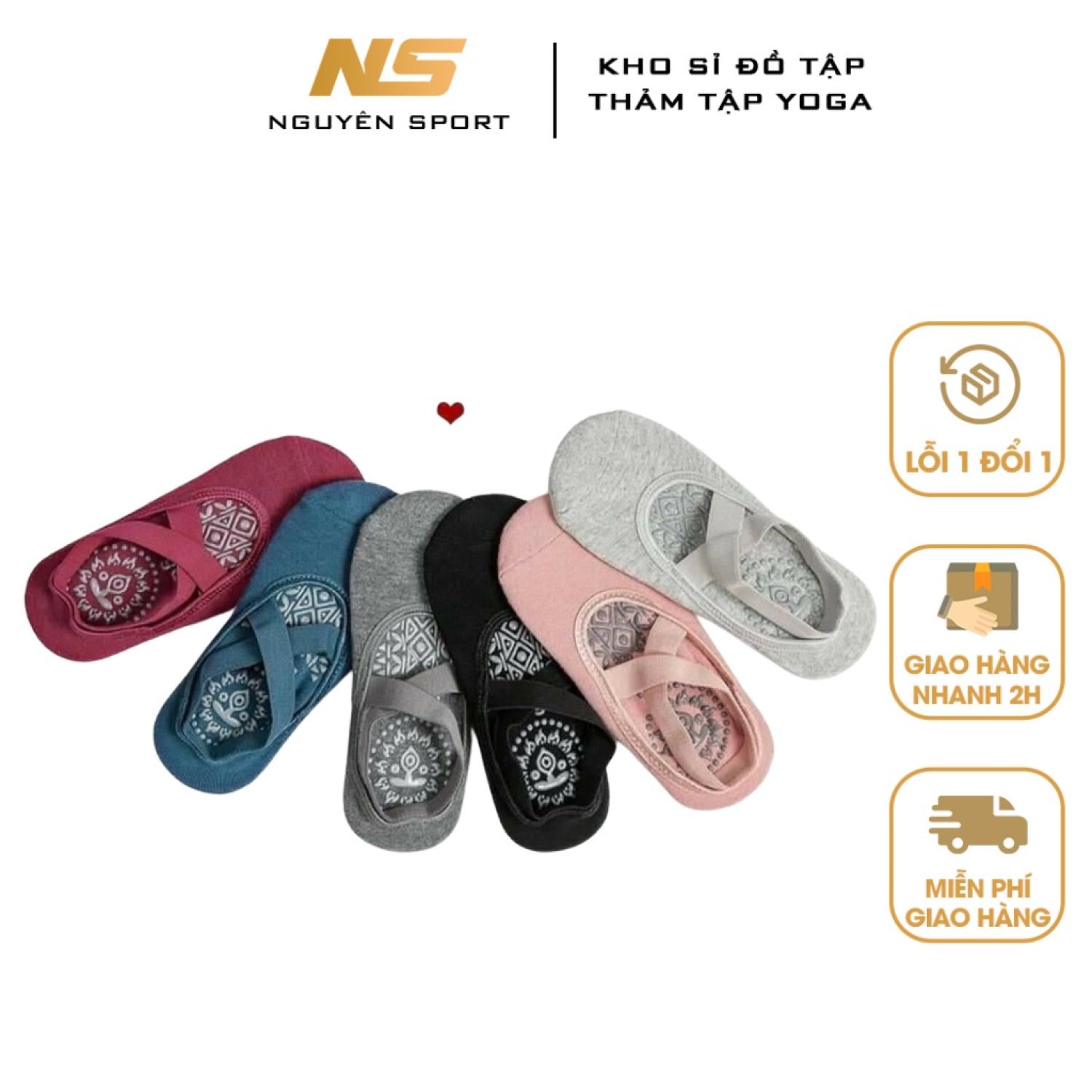 Tất chân - Vớ tập yoga đính hạt silicon chống trơn trượt - Thấm hút nhanh khô bền đẹp