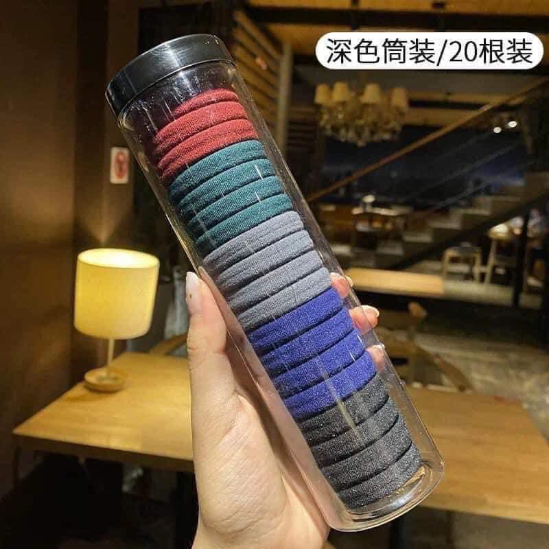 Hộp 20 Dây Chun Buộc Tóc Hàn Quốc Cao Cấp - Mẫu Mới Hot Hit Nhất Năm 2021
