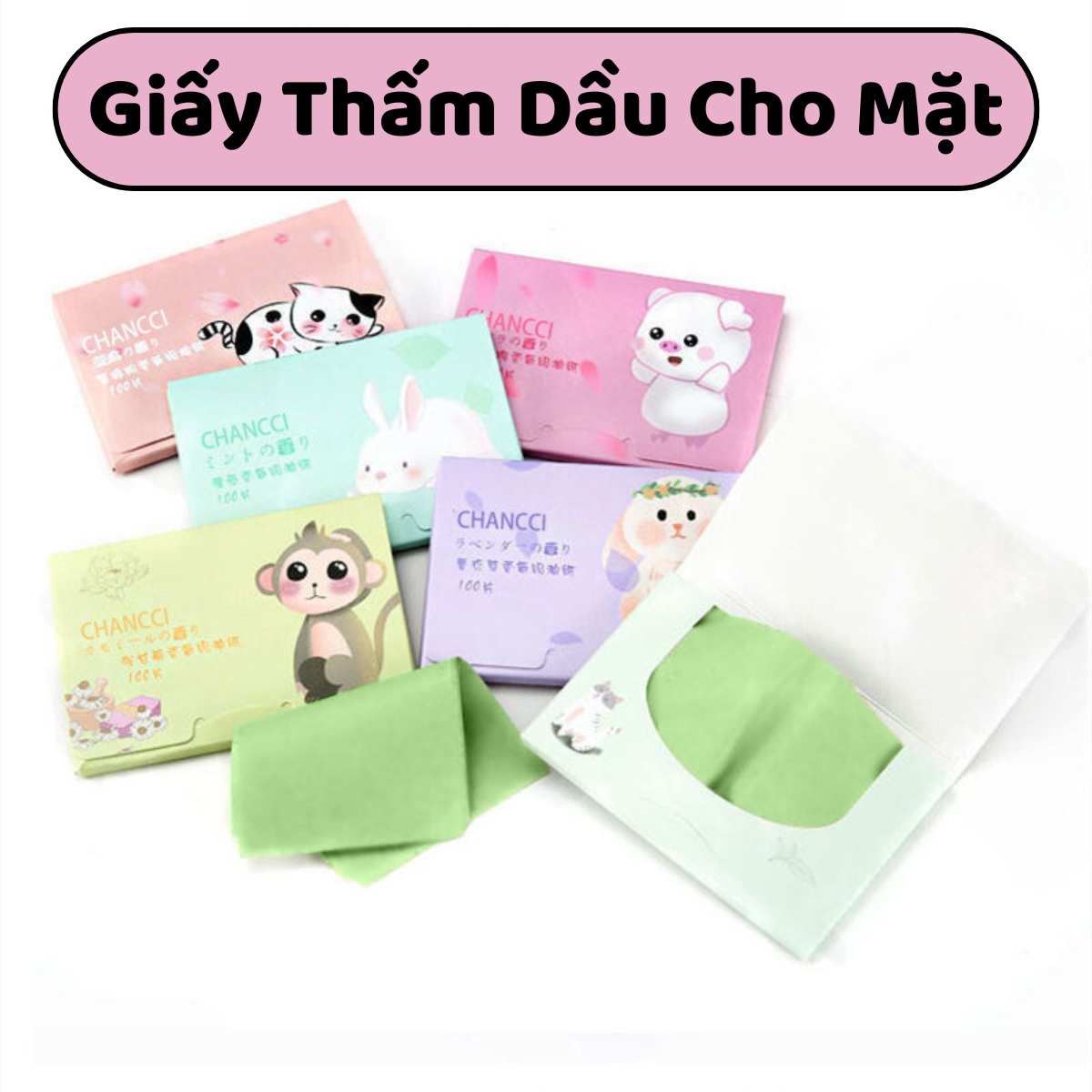 Giấy Thấm Dầu Vệ Sinh Dầu Nhờn Thừa Trên Da Mặt Thấm Dầu Mồ Hôi Tốt Dành Cho Da Dầu Da Mụn Mọi Loại Da Set 100 Tờ