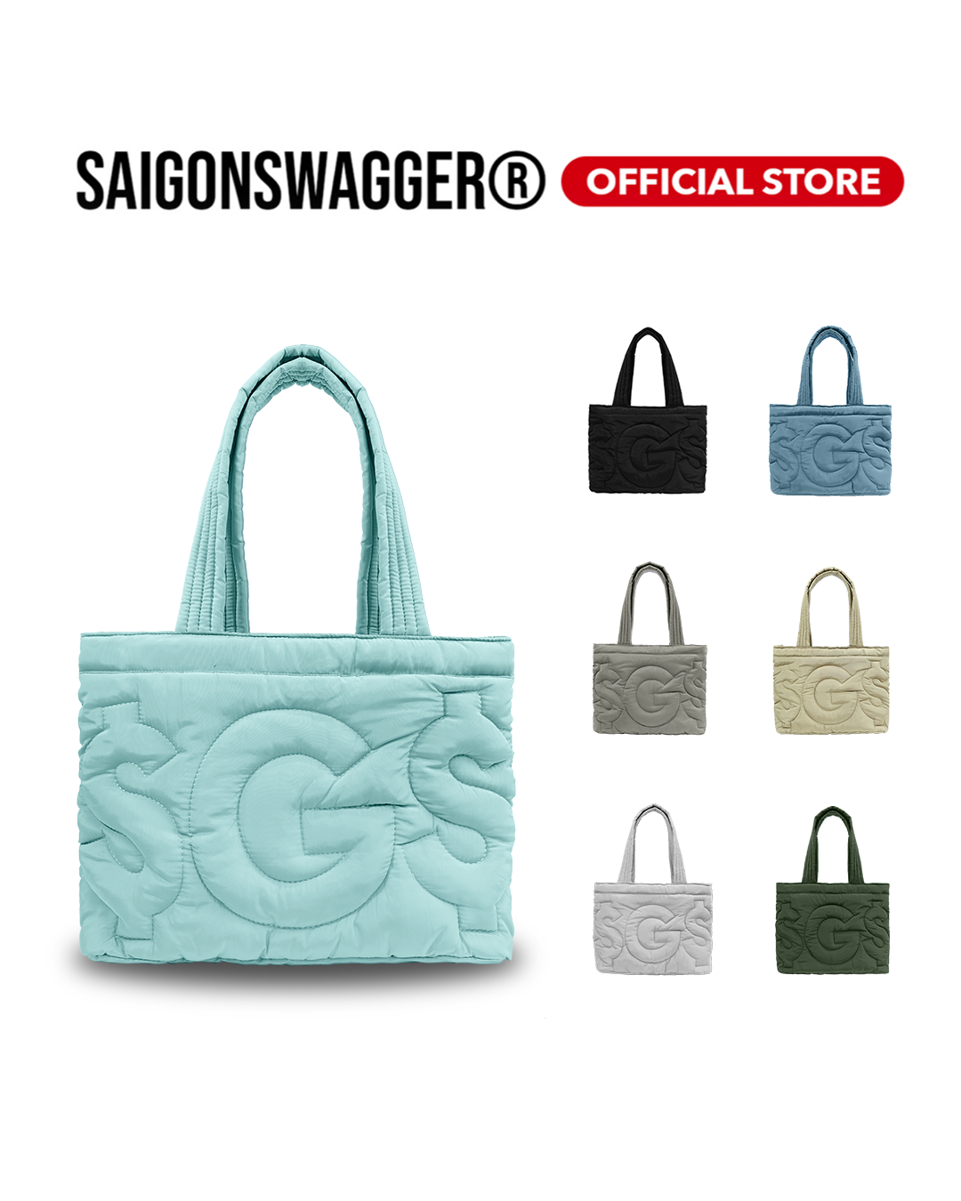 Túi tote phao túi đeo vai chần bông saigonswagger ® hued puffer tote bag