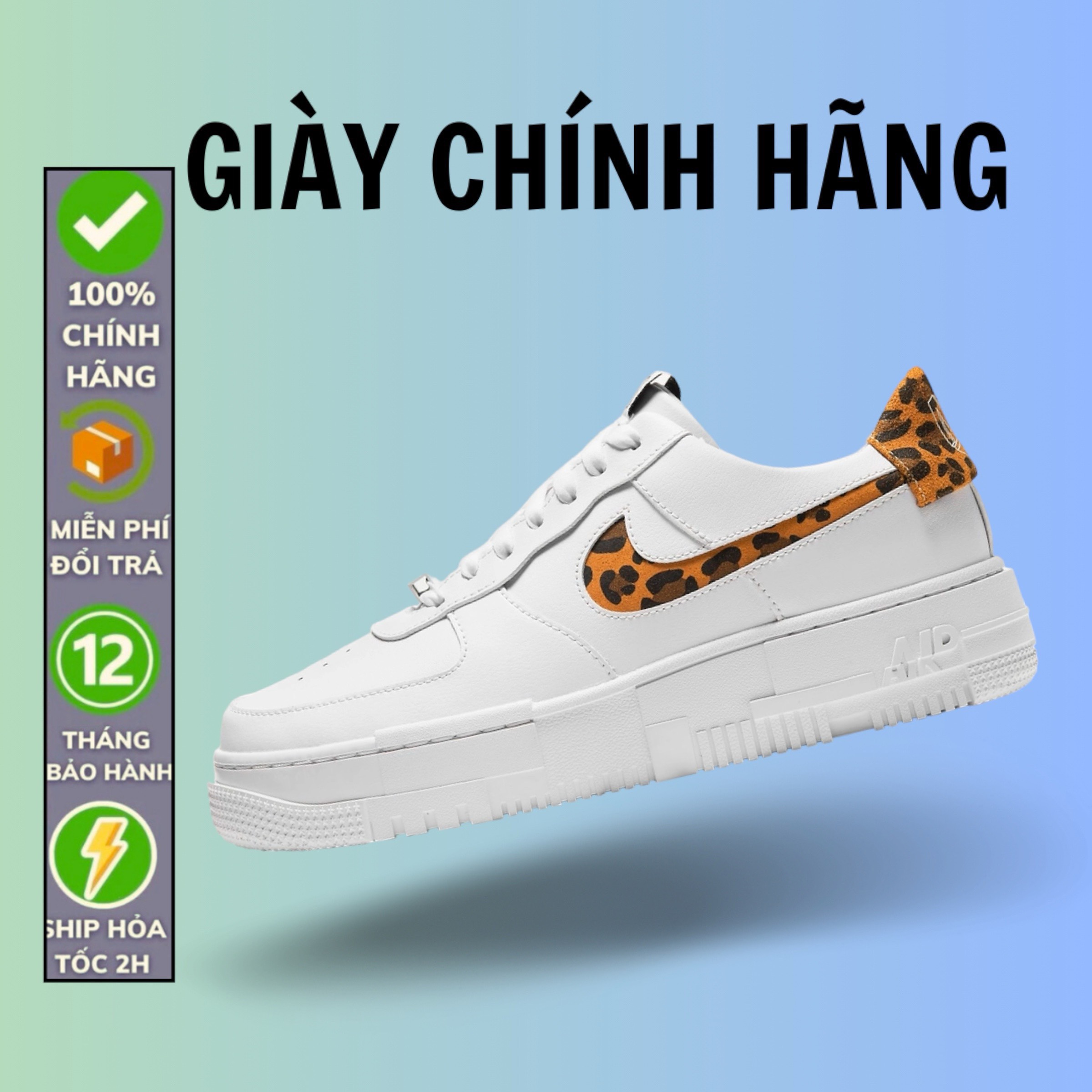 (Chính Hãng) Giày  Air Force 1 Low Pixel SE White Leopard CV8481-100