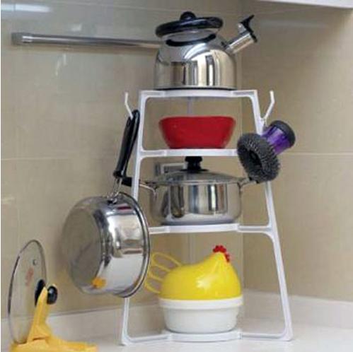 Giá treo xoong nồi nhiều tầng bằng nhựa cứng tiện lợi đơn giản