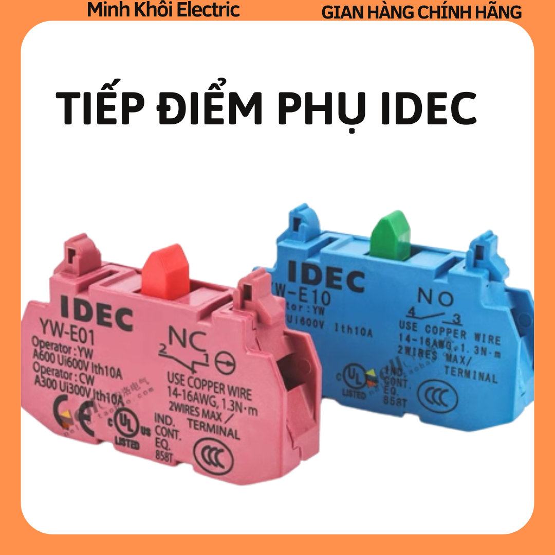 Tiếp điểm phụ IDEC NO,NC YW-E01 phi 22,tiếp điểm phụ NO,NC nút nhấn,công tắc Idec,tiếp điểm đơn thường mở,thường đóng IDEC,tiếp điểm nút nhấn,công tắc,tiếp điểm phụ nút nhấn,khối tiếp điểm Idec,tiếp điểm Idec,tiếp điểm NO,NC