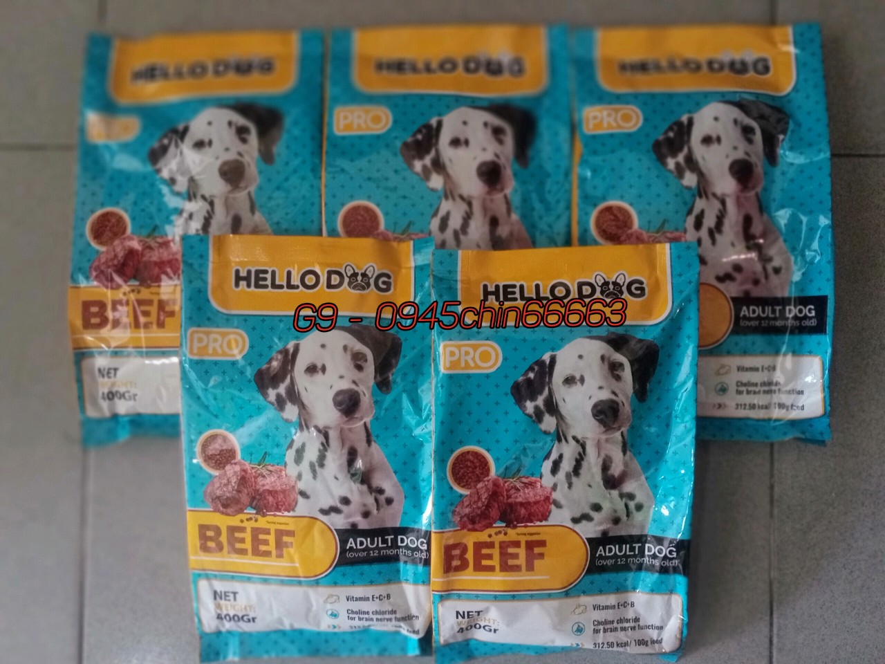 Combo 5 gói Hello Dog Adult - Thức ăn cho chó trưởng thành nhập khẩu Thái