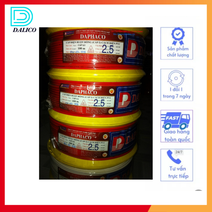 Dây điện đơn daphaco 1.5/2.0/2.5 - 100 mét