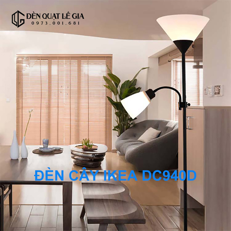 Đèn Cây Đứng IKEA Lê Gia DC940D - Đen | Đèn Cây Sofa Hiện Đại