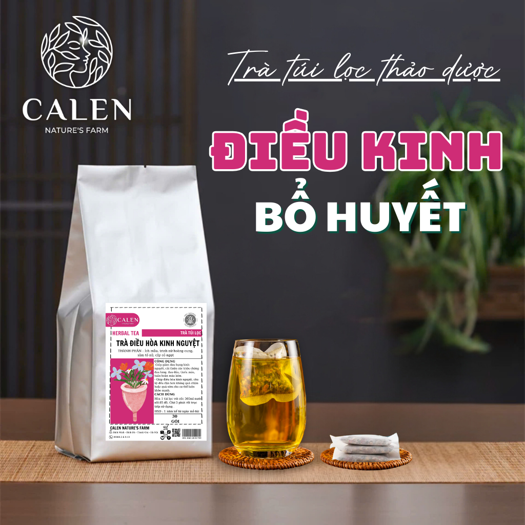  Trà điều hoà kinh nguyệt Calen Nature Farm giúp kinh nguyệt ra đều và không đau bụng kinh khi chu kỳ đến ổn định nội tiết tố bịch 30 gói lọc 