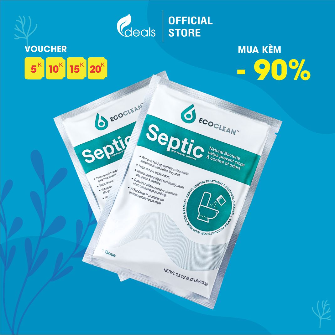 Ecoclean SEPTIC 100g Men Vi Sinh Xử Lý Hầm Cầu Bể Phốt USA Hết hút hầm cầu