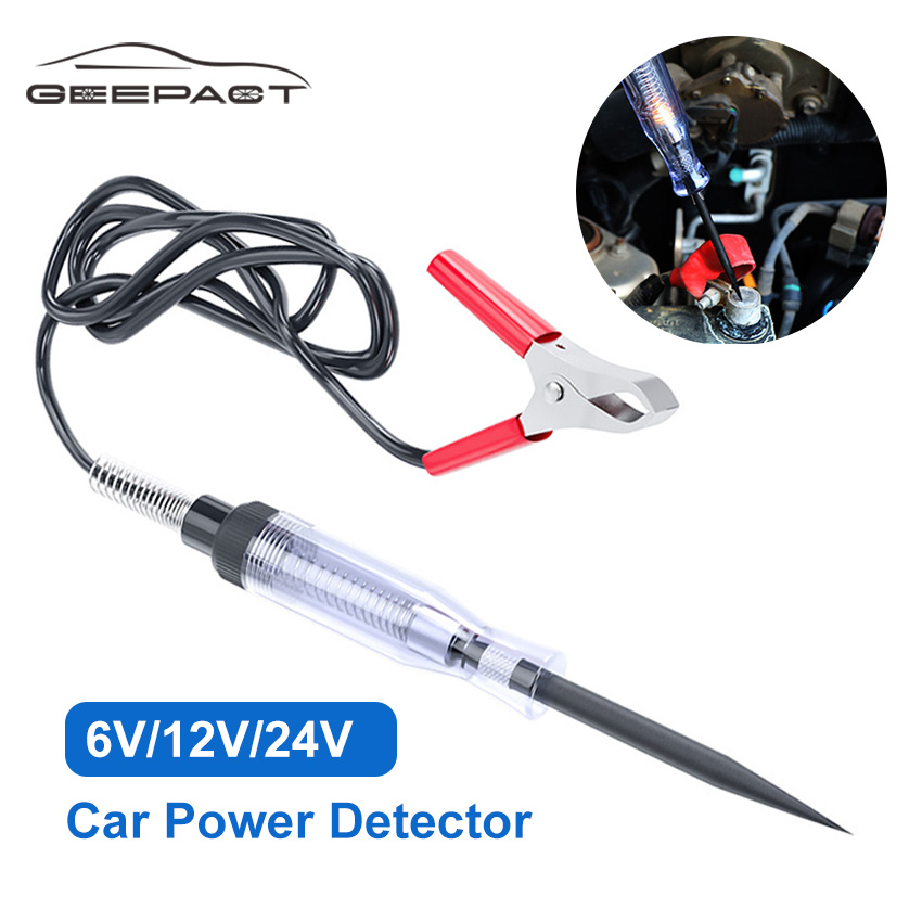Geepact Bút thử điện kiểm tra điện áp một chiều 6V 12V 24V, có đầu dài với bóng đèn cho xe hơi/xe tải-INTL