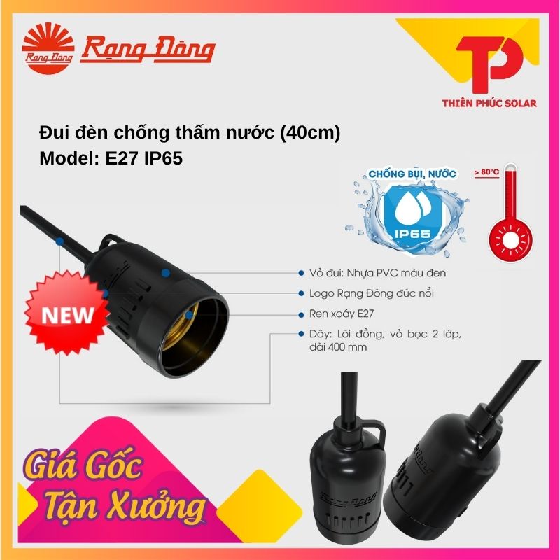 Đui đèn chống thấm nước rạng đông model: e27 ip65