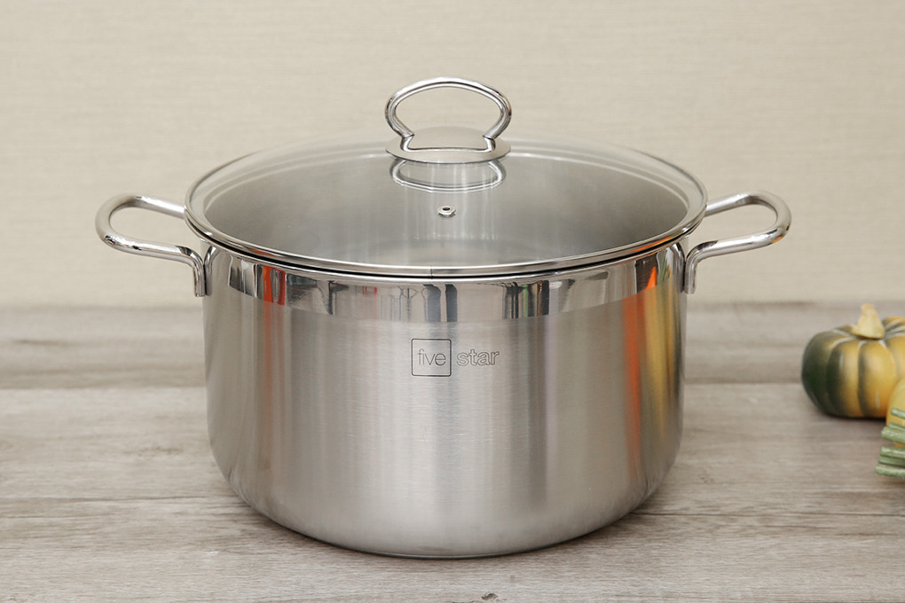 Nồi inox fivestar 28cm 3 đáy nắp kính cao cấp