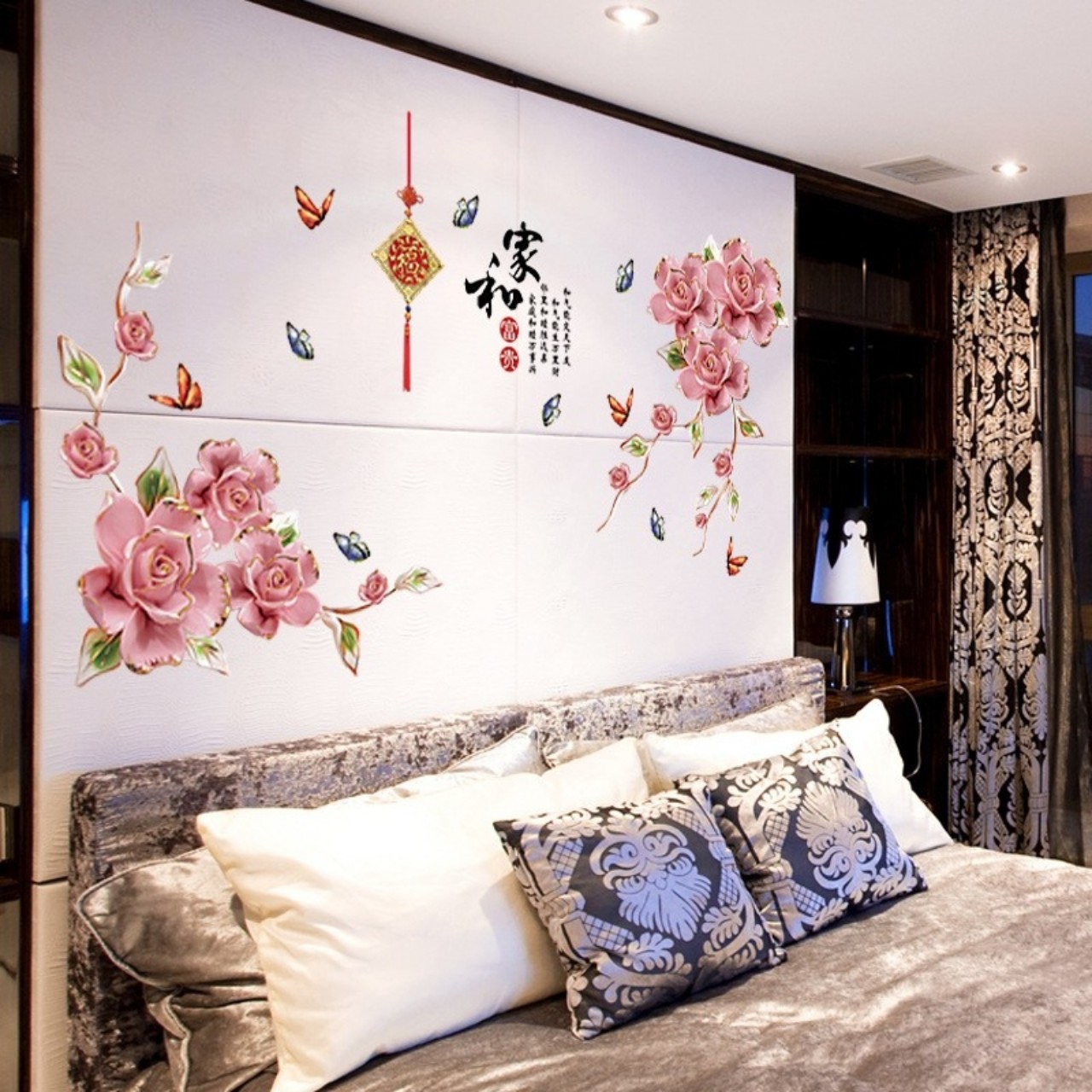 Decal trang trí hoa hồng thủy tinh có keo sẵn