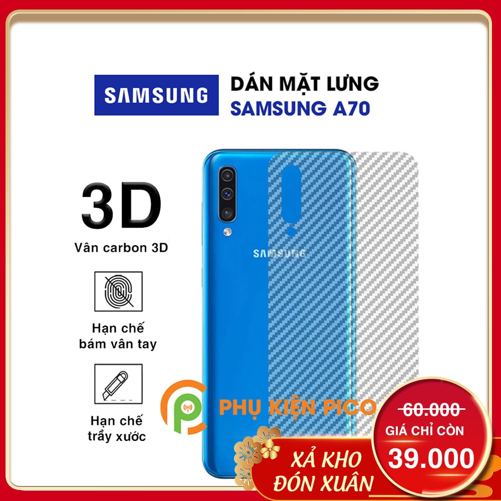 Dán lưng Samsung A70 vân Carbon 3D - Dán mặt lưng Samsung Galaxy A70 vân Carbon 3D bảo vệ full mặt sau