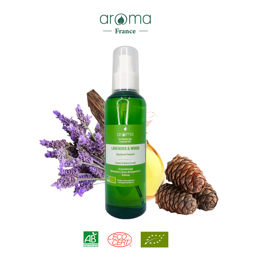 Dầu Massage Aroma Oải Hương Gỗ hoàng đàn tuyết tùng spa dưỡng toàn thân dễ ngủ, giảm đau nhức