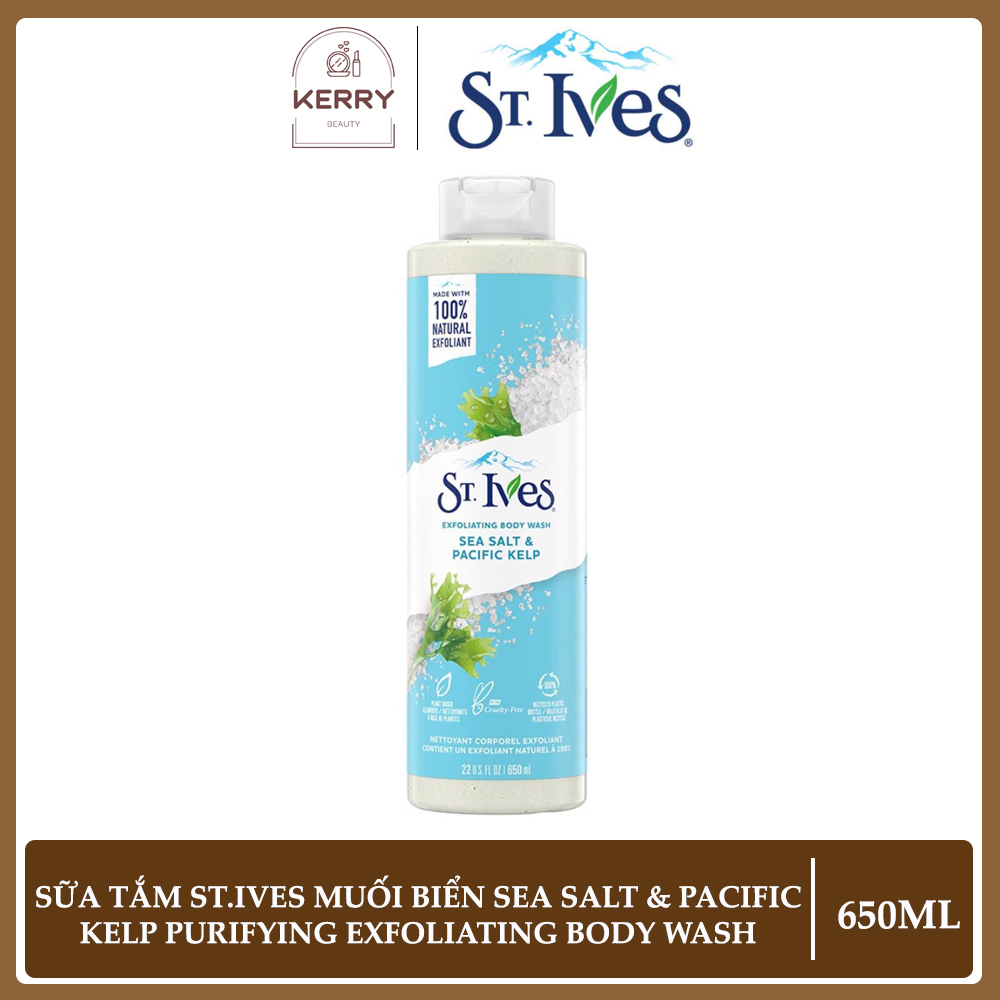 Sữa Tắm St.Ives Chiết Xuất Muối Biển Làm Sạch Sâu Sea Salt & Pacific Kelp Purifying Exfoliating Body Wash 650ml