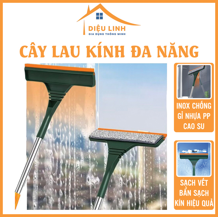 Cây Lau Kính, Gạt Chùi Kính Đa Năng 2 Đầu Trong 1, Cán Tăng Giảm Chiều Dài, Đầu Lau Tích Hợp Thêm Phần Gạt Nước Siêu Tiện Lợi Tramanhshop