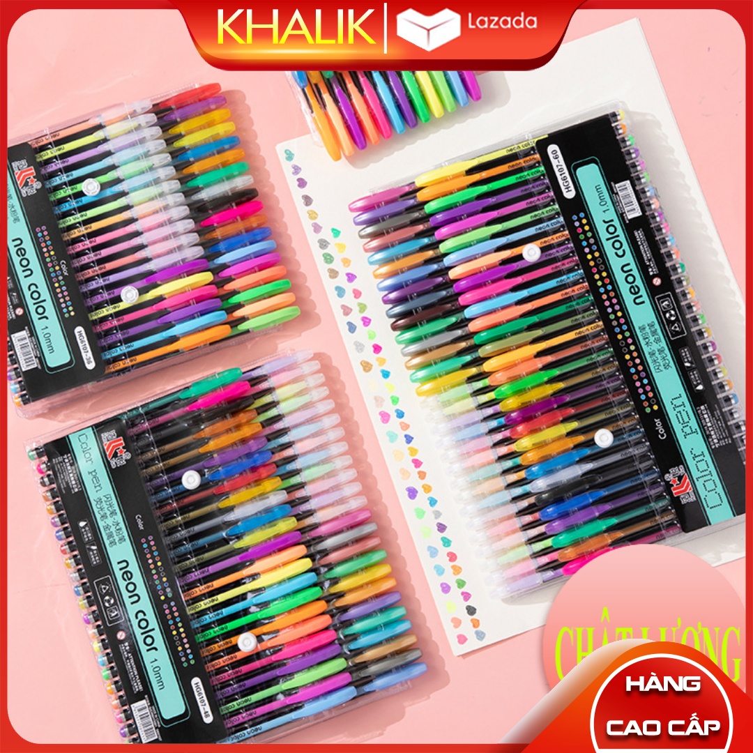 [Freeship] Bộ bút màu NEON COLOR PEN - Bút gel nhũ 12/18/36/48/60 bút đủ loại