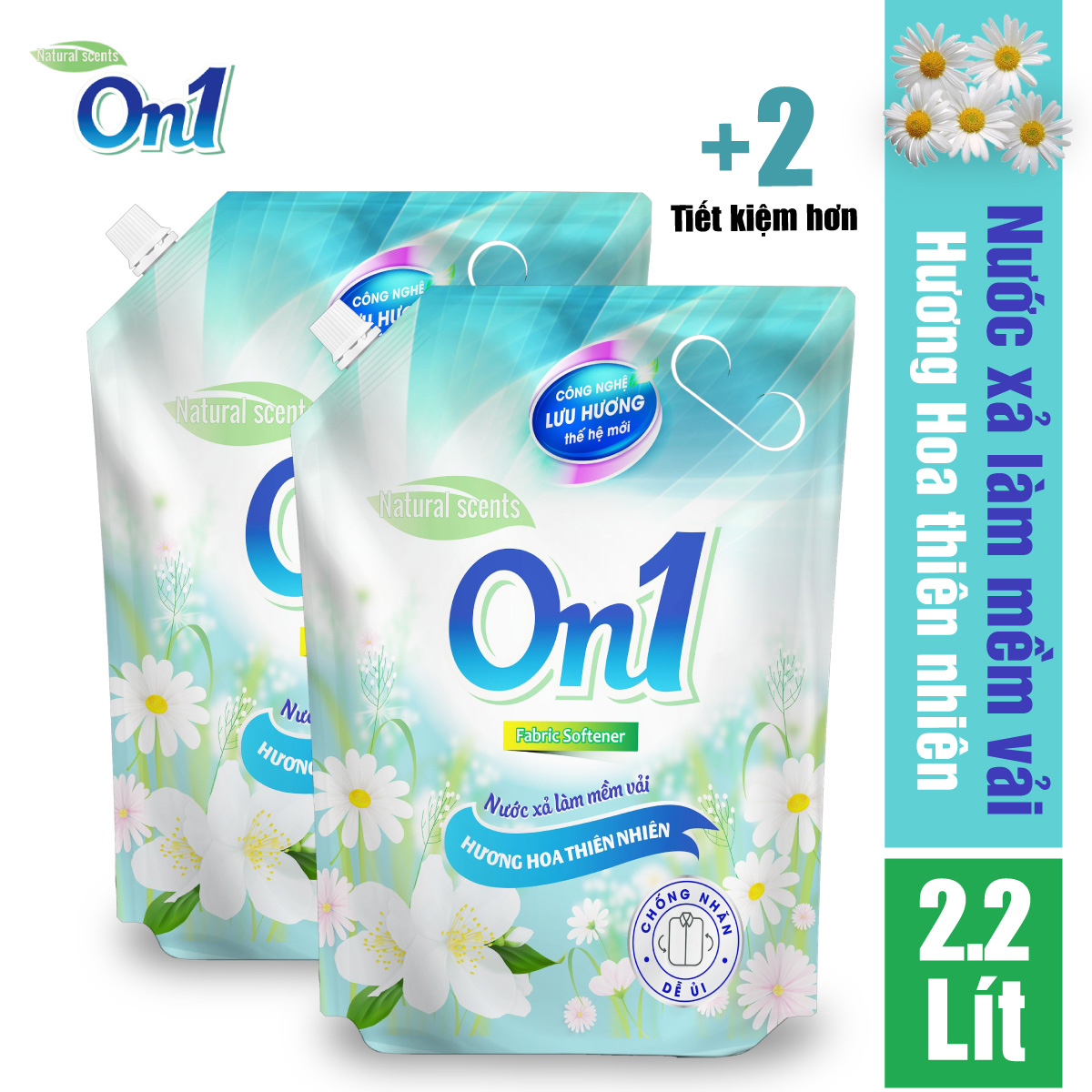 Combo 2 túi nước xả vải on1 hương hoa thiên nhiên l17902