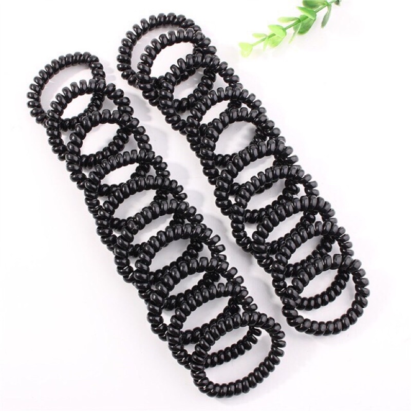 Set 10 dây buộc tóc nhựa dạng lò xo siêu bền