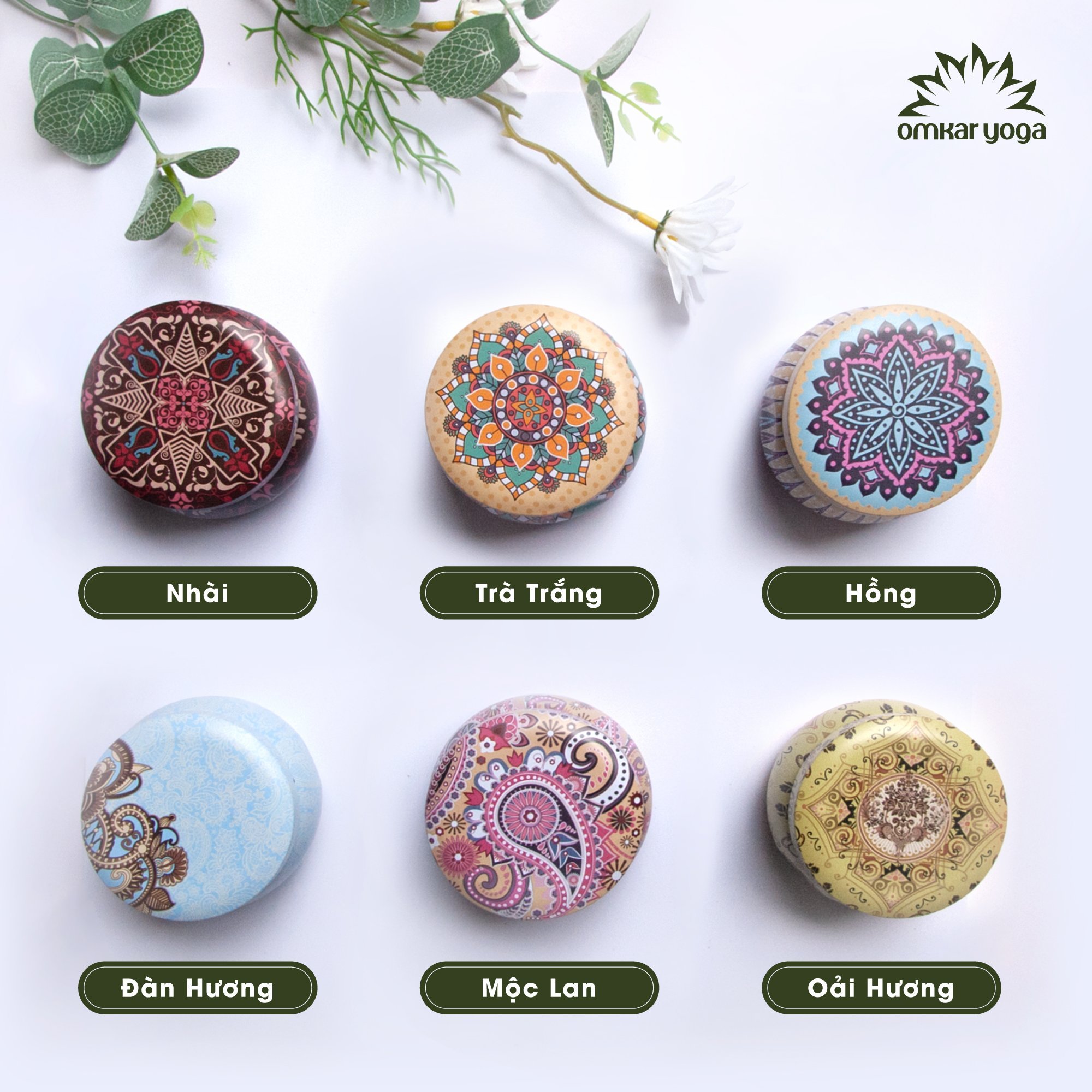 Nến Thơm Omkar Organic Handmade hương hoa cỏ (màu ngẫu nhiên) thân thiện với môi trường dùng trang trí nhà cửa, quà tặng, lễ hội