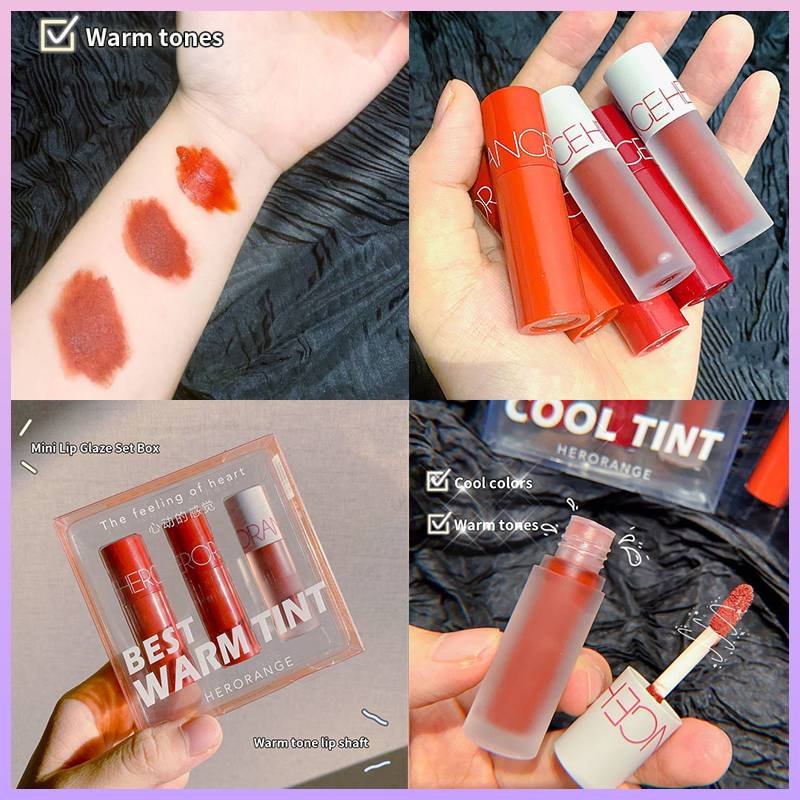 [HÀNG CHÍNH HÃNG] Set Son Kem Lì 3 Cây Hero Orange - MIMOSAA - Chất Son Mềm Lì Tone Đỏ Và Cam HotTrend