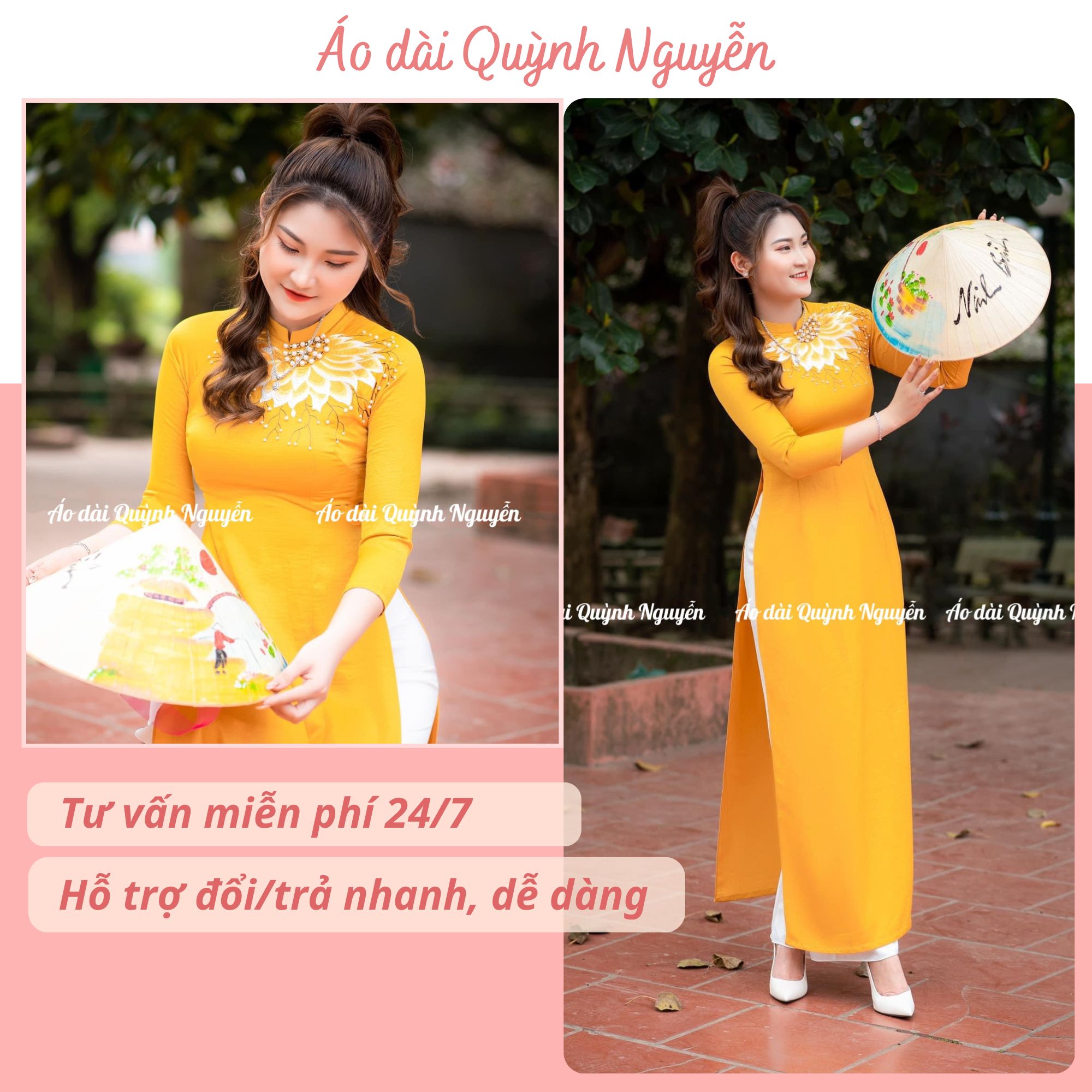 Áo dài áo dài lụa tây thi thêu thủ công cổ truyền thống MÃ TK25