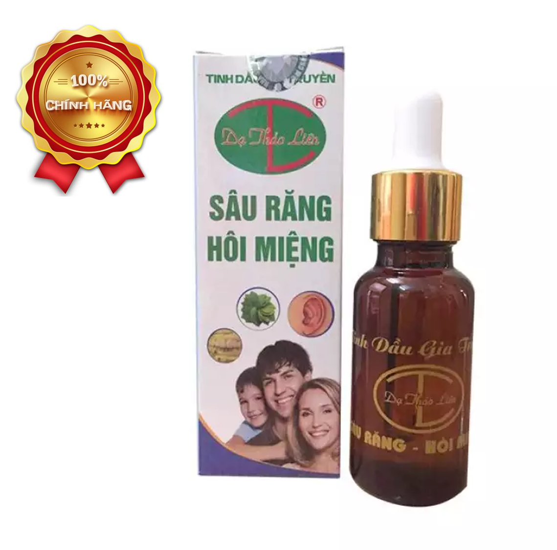 Cải thiện sâu răng, hôi miệng, giúp hơi thở thơm tho, răng nướu khỏe, sạch, trắng sáng - Tinh dầu Dạ Thảo Liên Răng Miệng chứa Trà Xanh, Trầu Không - Chai 5ml