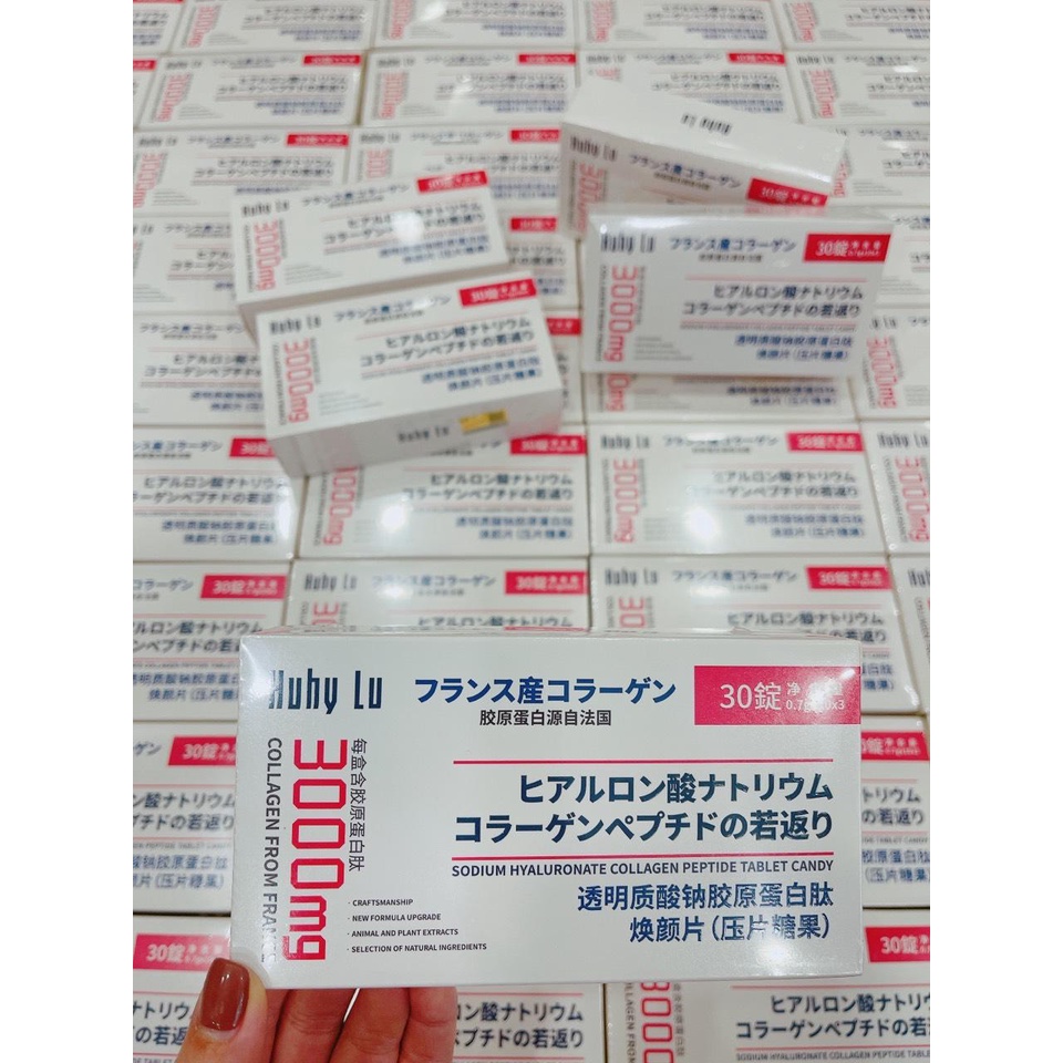Viên Uống Bổ Sung Collagen Huhy Lu 3000mg France Viên Uống Hỗ Trợ Làm Giảm Nếp Nhăn Hộp 30 Viên