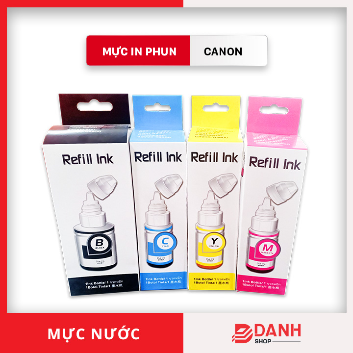 (4 màu) Mực nước Canon - inkMAX - BK: 135ml; C/Y/M: 70ml- Mực nước dùng cho các dòng máy in phun Canon: G1800 / 2800 / 3800 / 1000 / 2000 / 3000 / 1100 / 2100 / 3100 / 1900 / 2900 / 3900