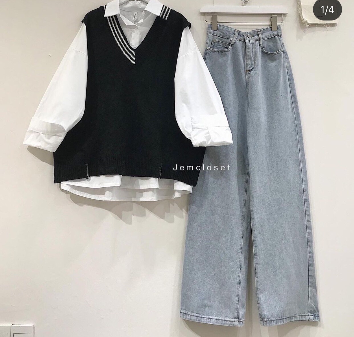 Baggy Jeans Ống Suông Trơn Dài 100cm