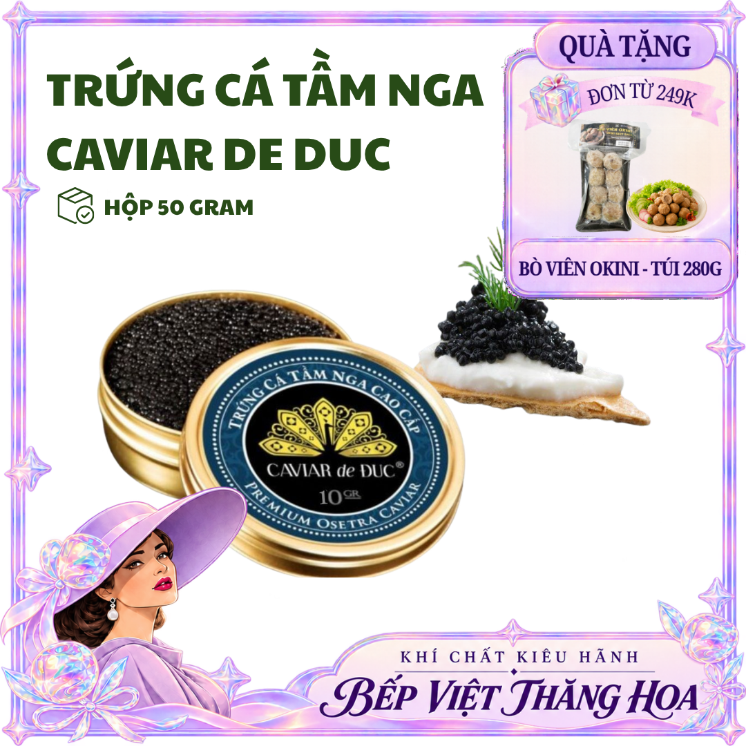 [HỎA TỐC HCM] Trứng Cá Tầm Nga Caviar De Duc Cao Cấp - Hộp 50G