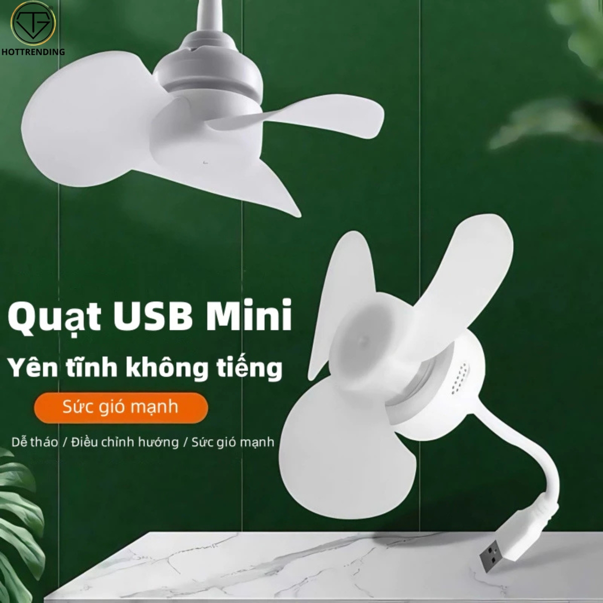 Quạt USB Làm Mát Im Lặng Không Dây Mini Cao Cấp Tiện Ích Mùa Hè Dễ Mang Theo