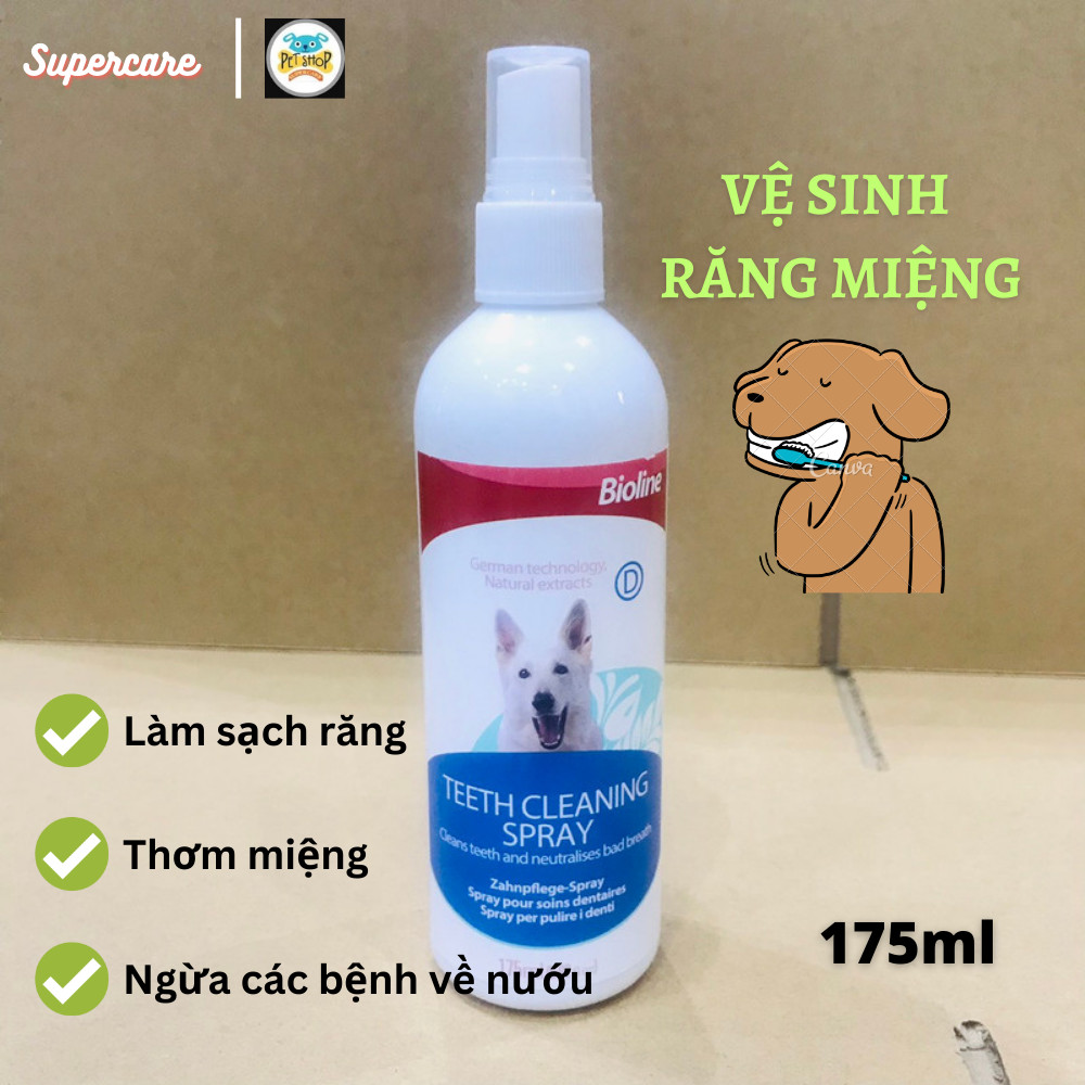 [Hoàn tiền 10%] [CÓ HỎA TỐC] Xịt Thơm Miệng cho Chó Bioline 175ml