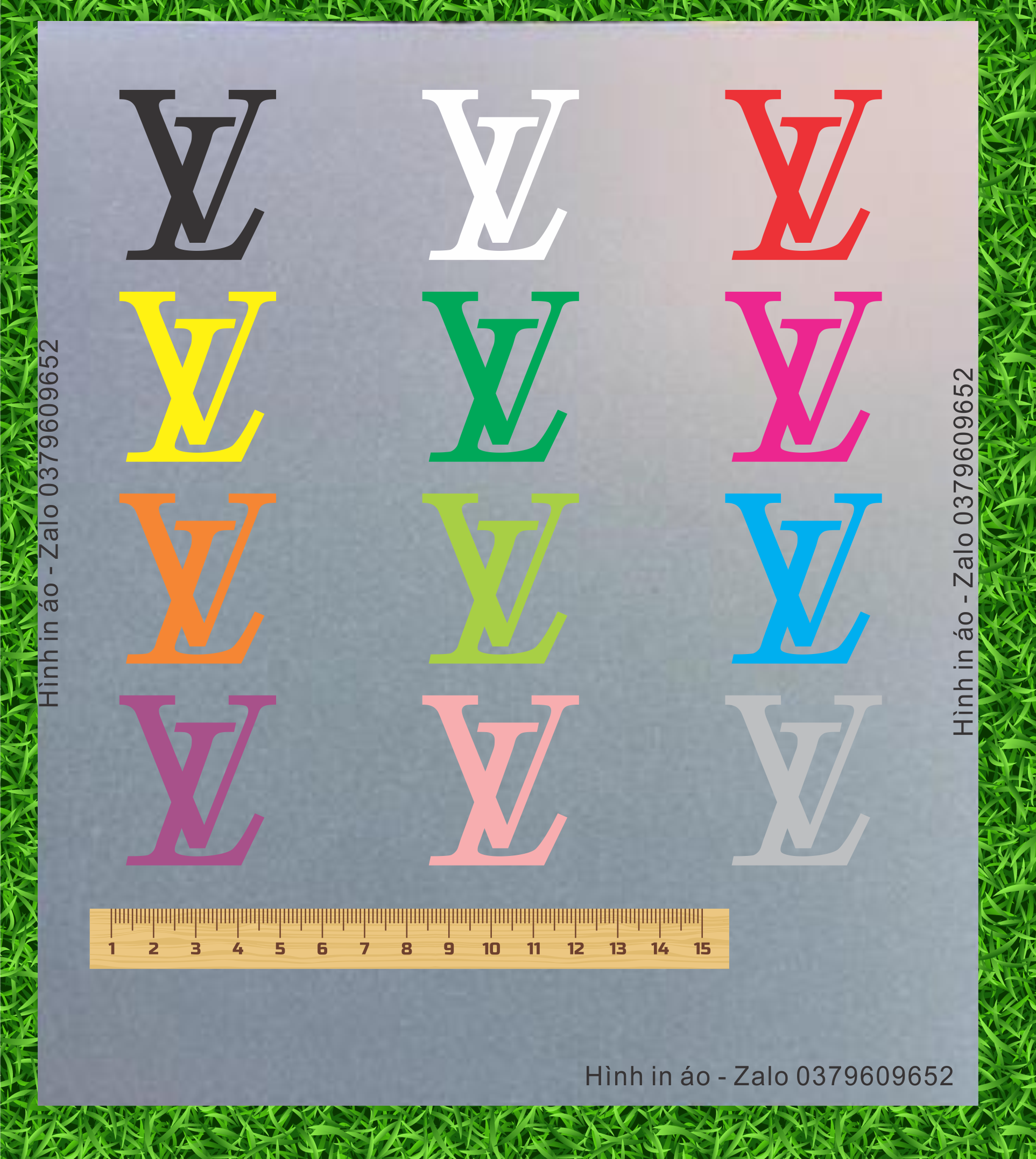 Set Hình ủi Louis Vuitton nhiều màu trang trí áo quần đẹp mêli