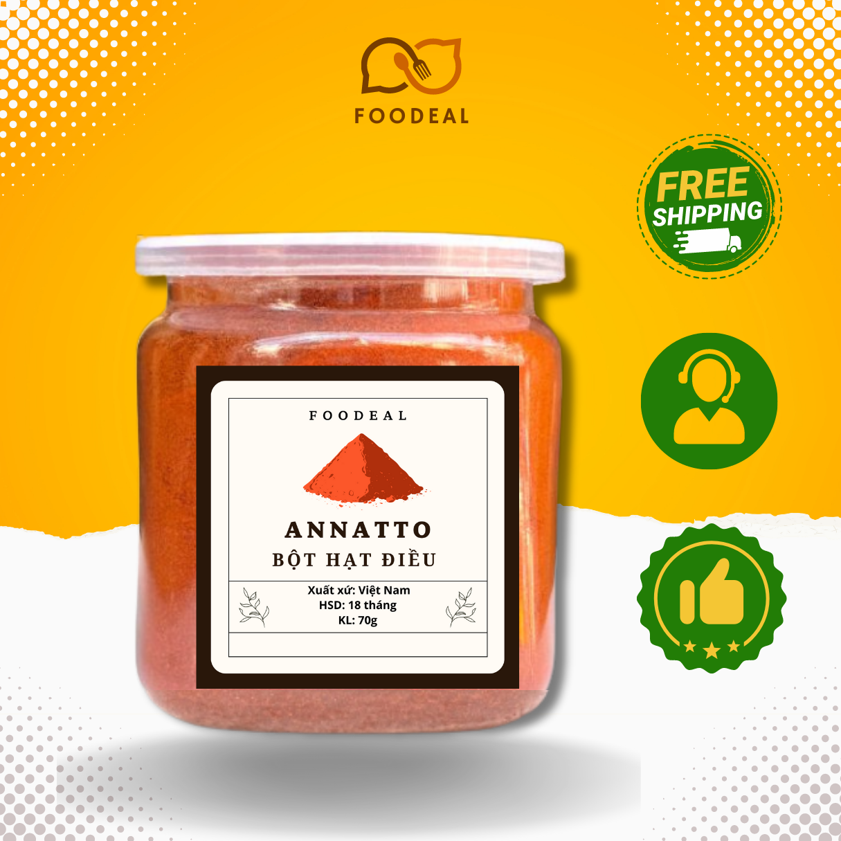 Bột Điều Nguyên Chất - Annatto Powder ướp thịt tạo màu gạch tôm cho phá lấu, cà ri, bánh tráng trộn FOODEAL