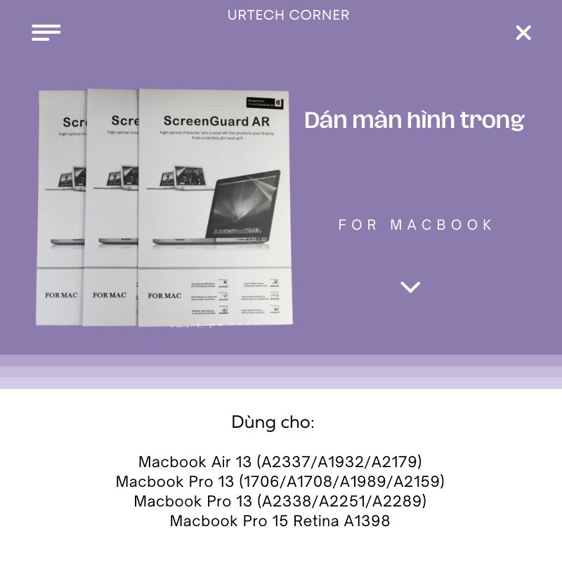 🌟 Dán màn hình trong Macbook Air 13/Macbook Pro 13/Macbook Pro 15 Retina🍀