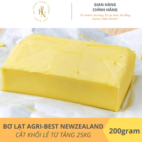 Bơ Lạt Agri-best Newzealand Miếng 200gram TỪ SỮA ĐỘNG VẬT - KẸP ĂN TRỰC TIẾP VỚI BÁNH MỲ, LÀM BÁNH QUY, BÁNH BÔNG LAN [DATE 2023]