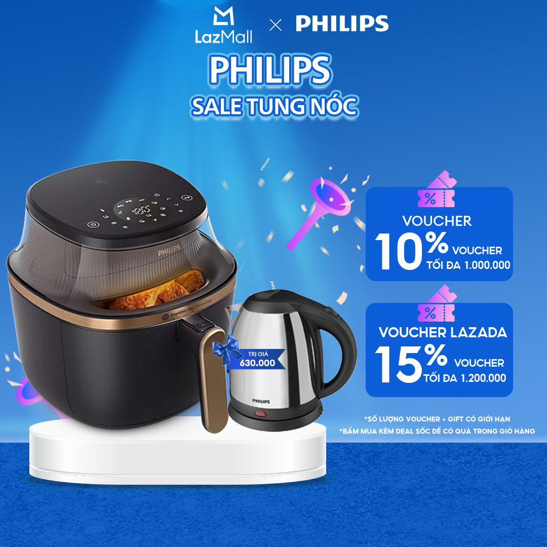 Nồi Chiên Không Dầu Philips NA342/00 cảm ứng 16 trong 1|7.2L|RapidAir Plus Mới, Giòn hơn - Hàng Chính Hãng