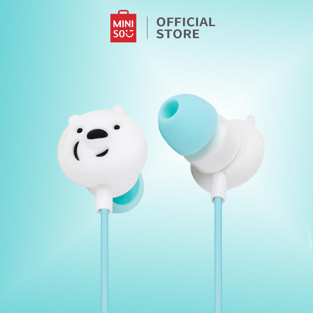 Tai nghe điện thoại hình gấu We Bare Bears Miniso chống ồn hiệu quả tiện lợi hàng chính hãng