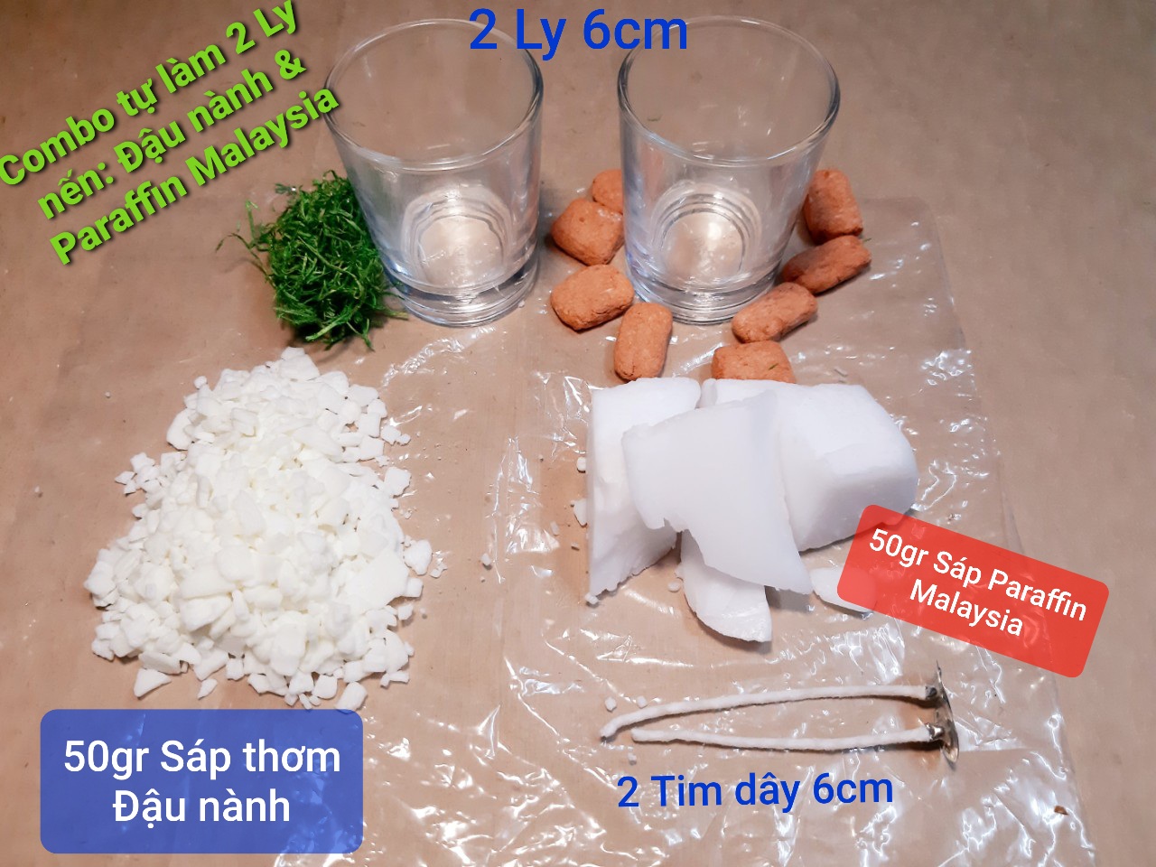 [HCM]Set tiết kiệm tự tay làm 2 Ly nến vừa tay sáp Paraffin & nến thơm sáp Đậu nành trang trí
