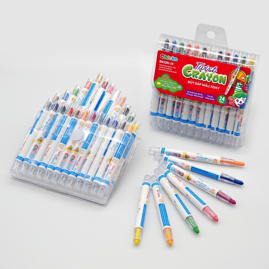 Bút sáp màu -bút sáp màu xoay twist crayon 24 màu - túi nhựa pvc: dk3301-24
