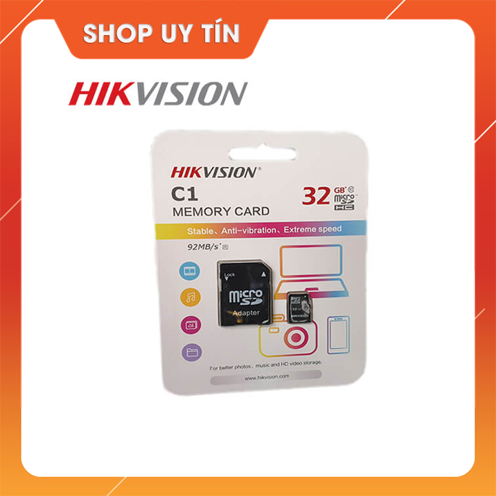 Thẻ nhớ chính hãng Micro SD Hikvision 32GB Class 10 chuyên dùng cho Camera IP Ezviz Hikvision Bảo hành 5 năm