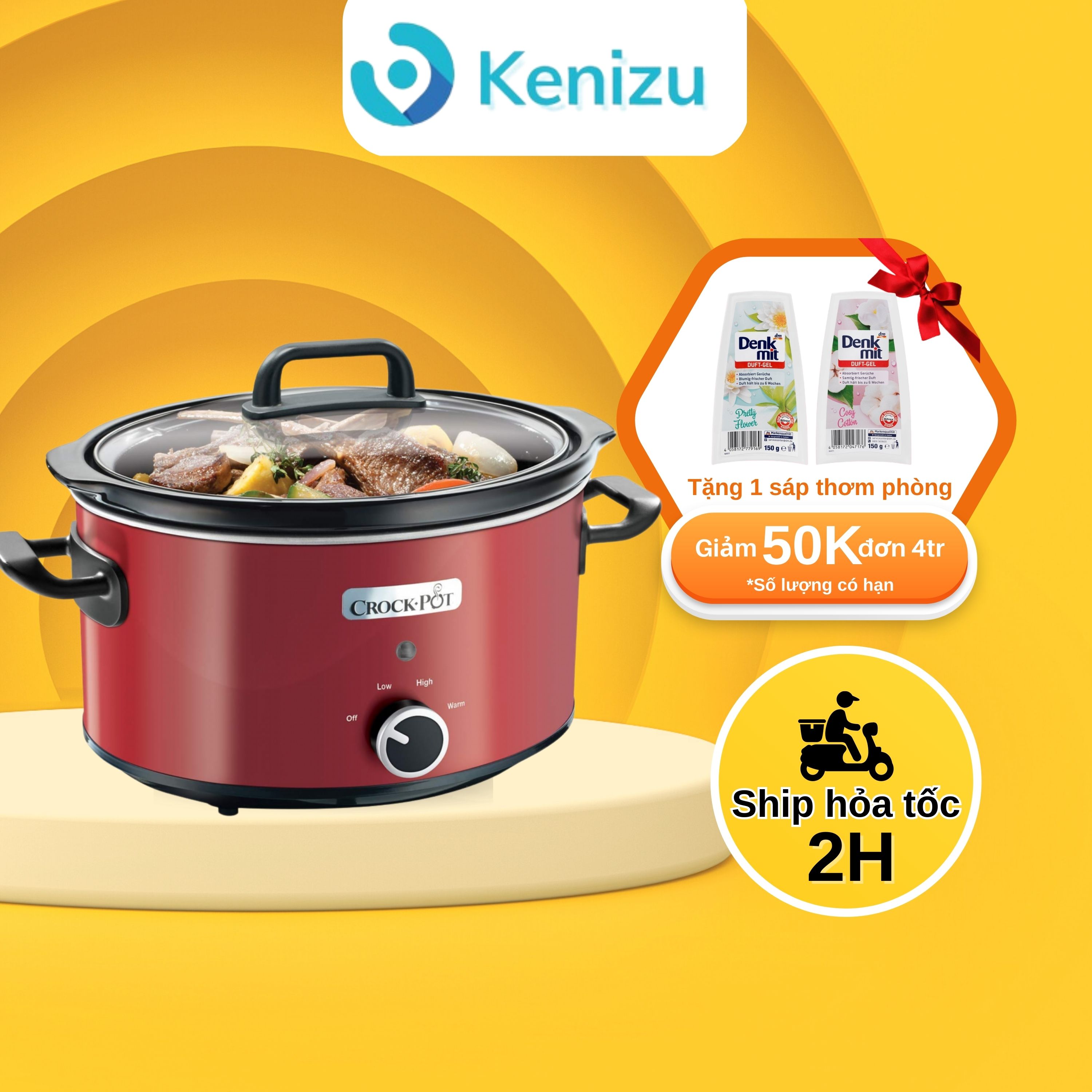 Nồi nấu chậm Crock - Pot 3.5L chức năng giữ ấm, 2 cài đặt nhiệt độ, bảo hành 12 tháng, nhập khẩu Đức